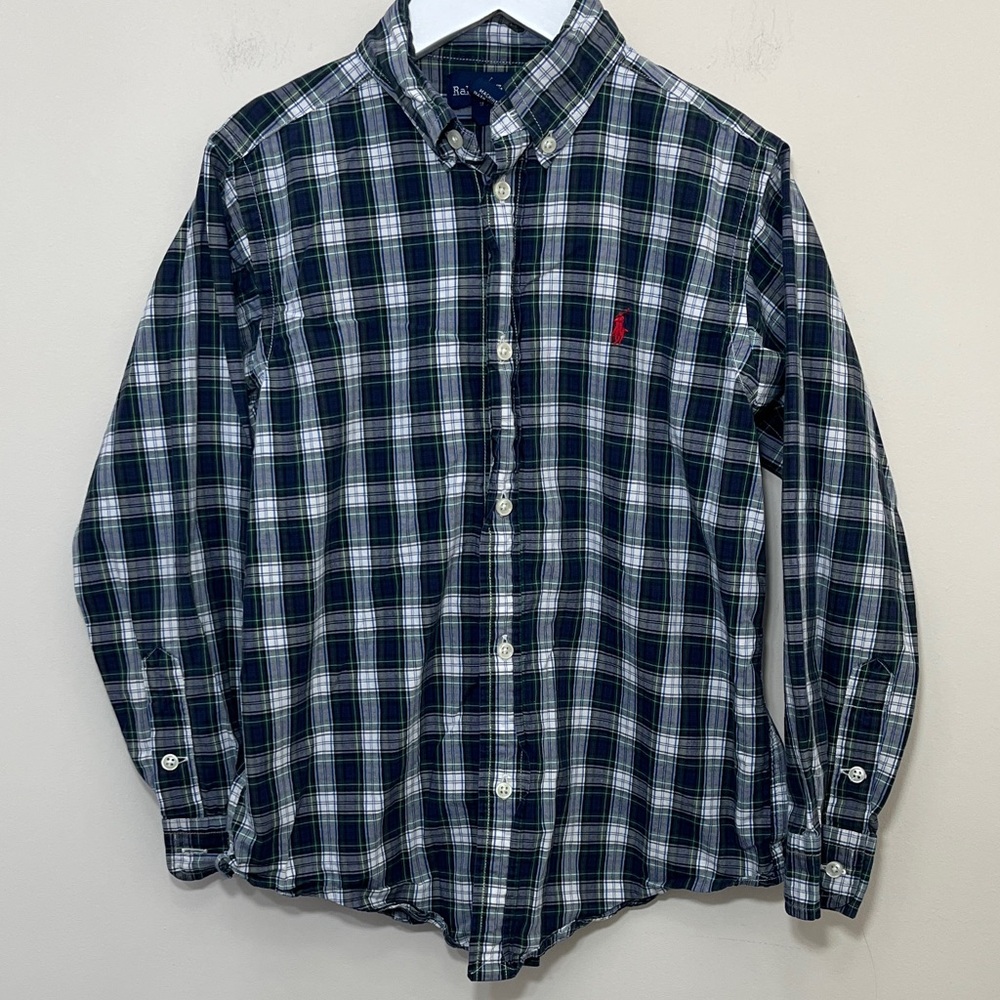 Ralph Lauren Kids Navy and Green Checkered Shirt Size 7